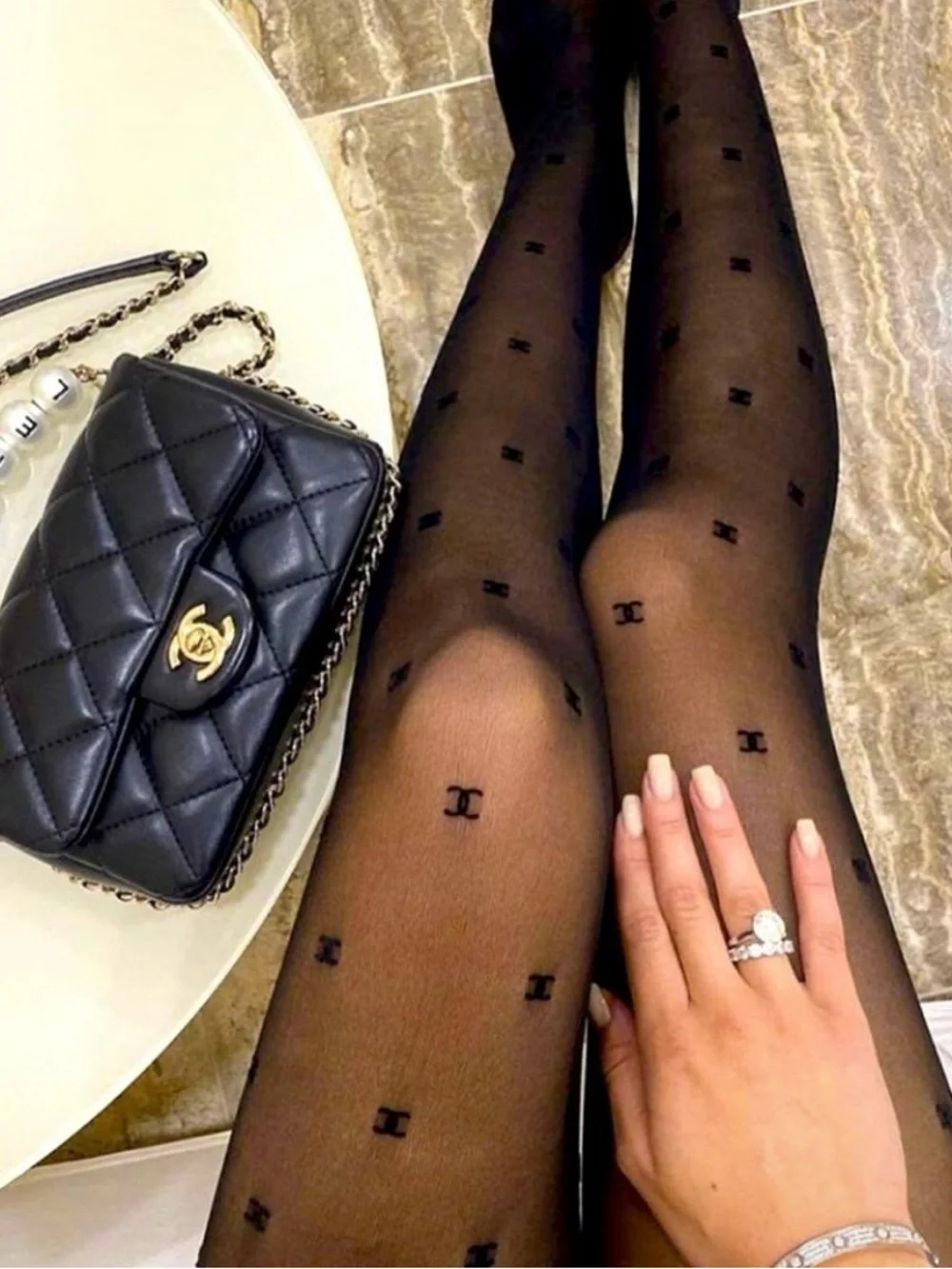CC Black Logo Sheer Tights New